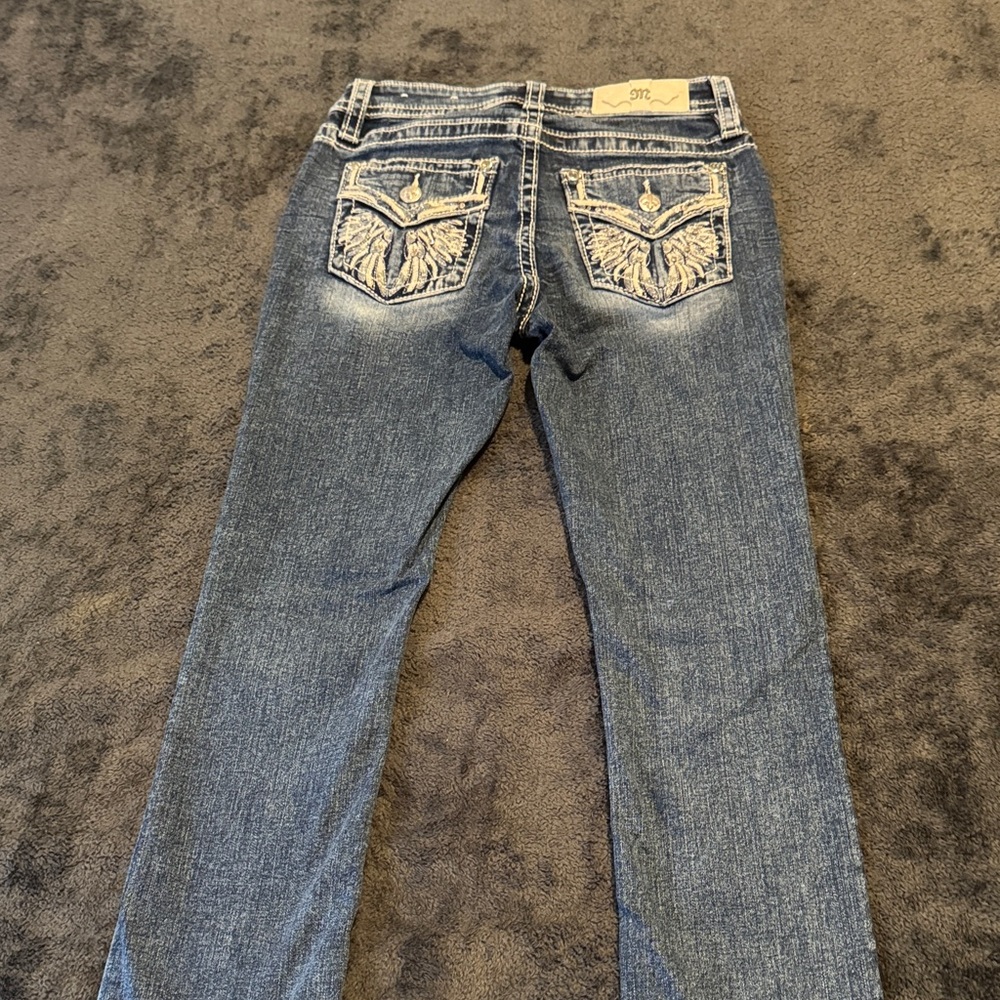 Miss Me Women's Boot Cut Jeans - Faded Blue Denim